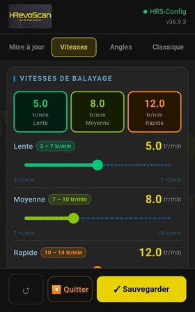 Réglage des vitesses de balayage