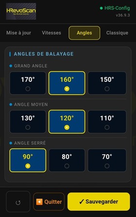 Réglage des angles de balayage