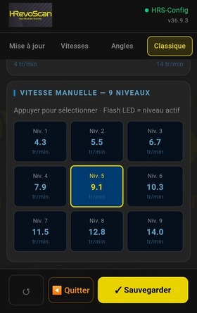 Réglage vitesse de rotation